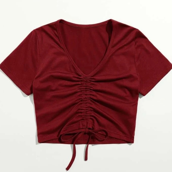 Drawstring Rutched Crop Top - Picture 2 of 13